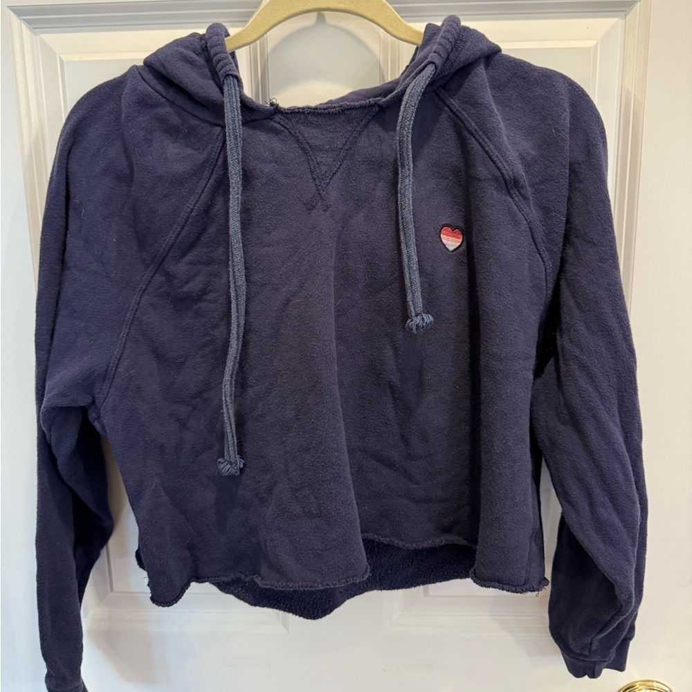 Peloton x Spiritual Gangster cropped sweatshirt navy hoodie